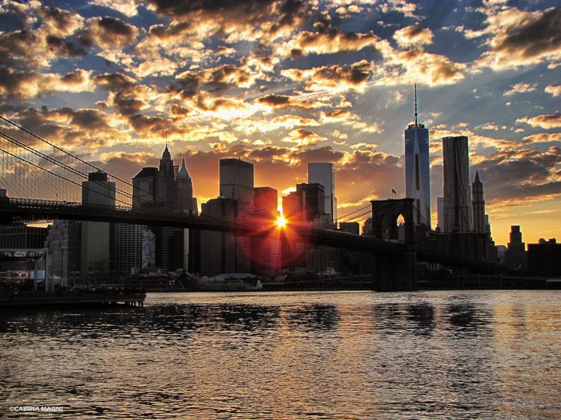 sunset from dumbo manhattan