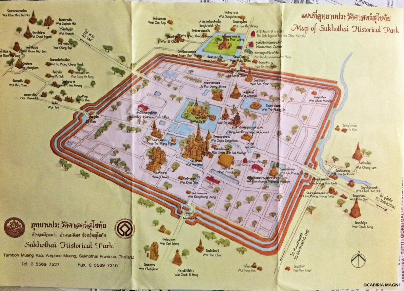 Mappa parco archeologico Sukhothai Thailandia
