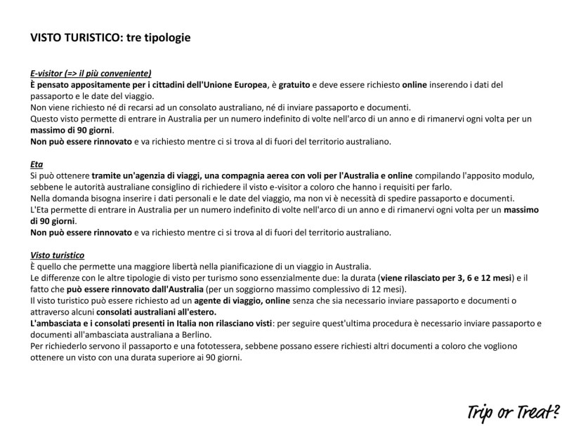 Australia: il visto turistico